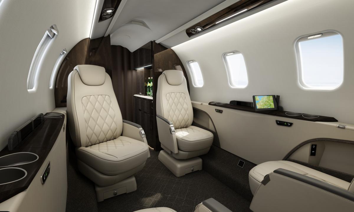 Learjet 75 cabin for San Francisco charter